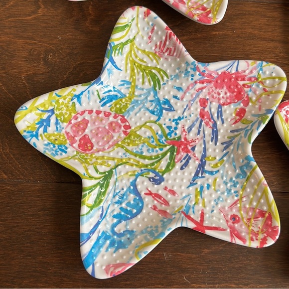 Sigrid Olsen Melamine Ocean Starfish  Shaped Appetizer Tidbit Plates Set of 4 - Picture 3 of 3